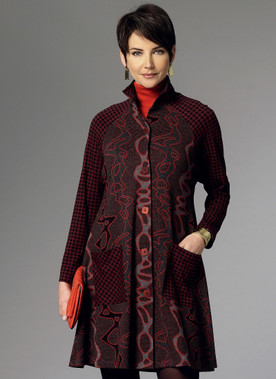 Butterick B6254 (Digital) | Misses' Raglan Sleeve Coat Dress