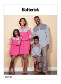 Butterick B6531 | Misses'/Men's/Childrens'/Boys'/Girls' Top, Tunic, Shorts and Pants | Front of Envelope