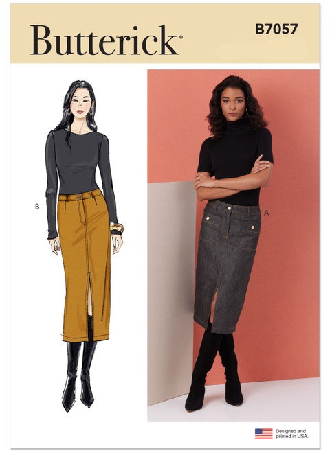 Butterick B7057 | Butterick Sewing Pattern Misses' Pencil Skirt in Two Lengths | Front of Envelope