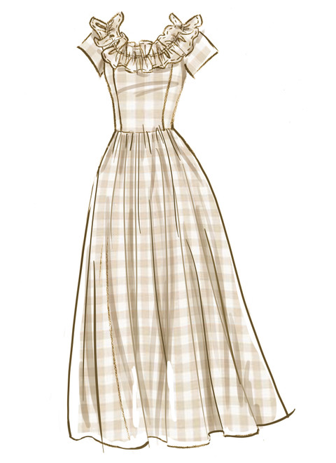 McCall's M8650 | Misses' and Miss Petite Ruffle Neck Midi Dress