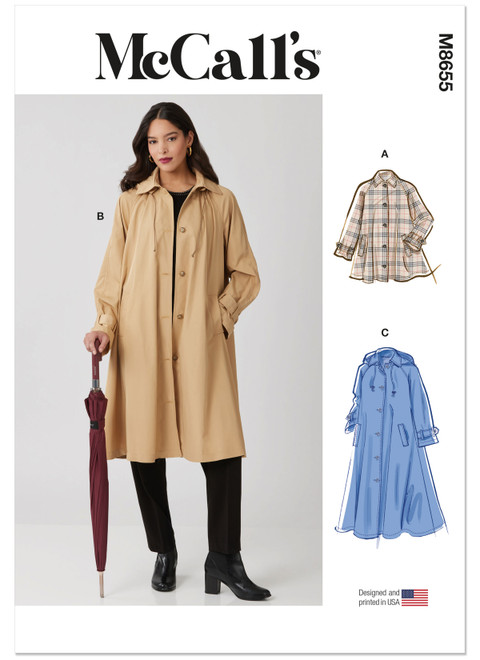 McCall's M8655 | Misses' Trench Coat in Three Lengths with Optional Hood | Front of Envelope