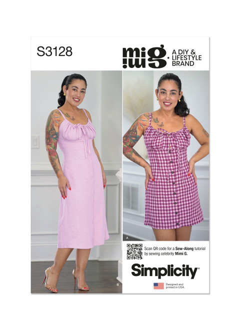 Simplicity S3128 | Simplicity Sewing Pattern Misses' Dress in Two Lengths by Mimi G Style | Front of Envelope