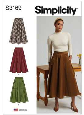 Simplicity S3169 | Simplicity Sewing Pattern Misses' and Women's Full Skirt with Pocket Variations | Front of Envelope