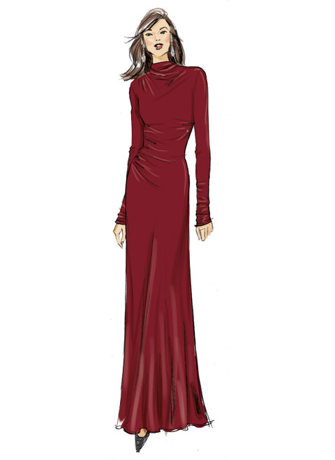 Vogue Patterns V2128 | Misses' Knit Dress with Ruching and Sleeve Variations